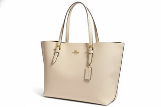 Tote Coach Mollie Leather in Chalk Ligth Saddle