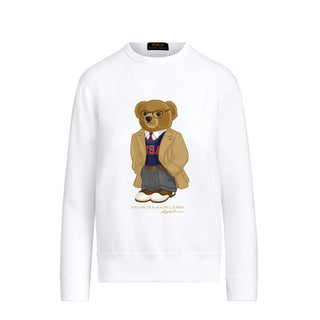 Poleron Polo Bear Ralph Lauren Fleece Sweatshirt White/Camel