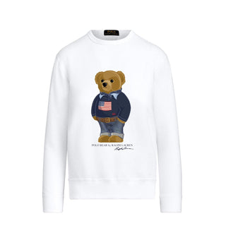 Poleron Polo Bear Ralph Lauren Fleece Sweatshirt White/Blue