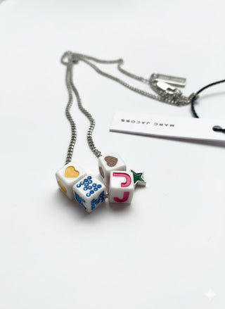 Collar Marc Jacobs Charms MJ With Star Silver/White