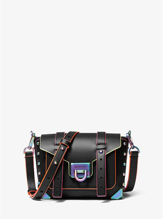 Cartera Michael Kors Manhattan Small Contrast-Trim Leather Black