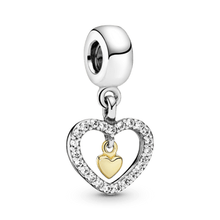 Charm Pandora Colgante Corazón Doble Resplandeciente